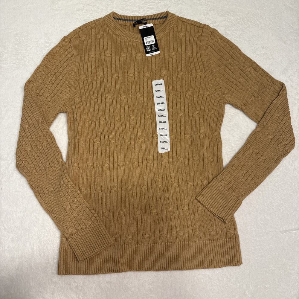 Express Sweater Mens Small Winetasting Cable Knit Crew Neck Cotton EX006561 NEW